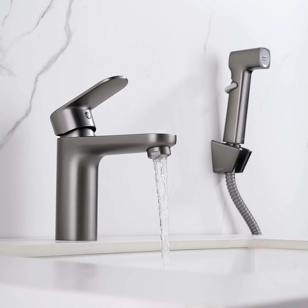 Смеситель для раковины AQUATEK Ника с гигиеническим душем графит