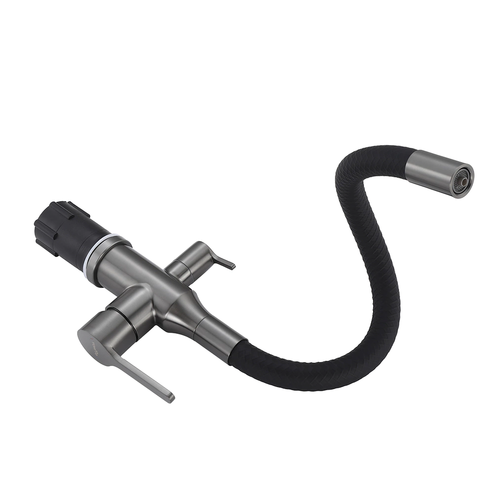 Смеситель для кухни TOKITO с гибким изливом и подключением фильтра графит