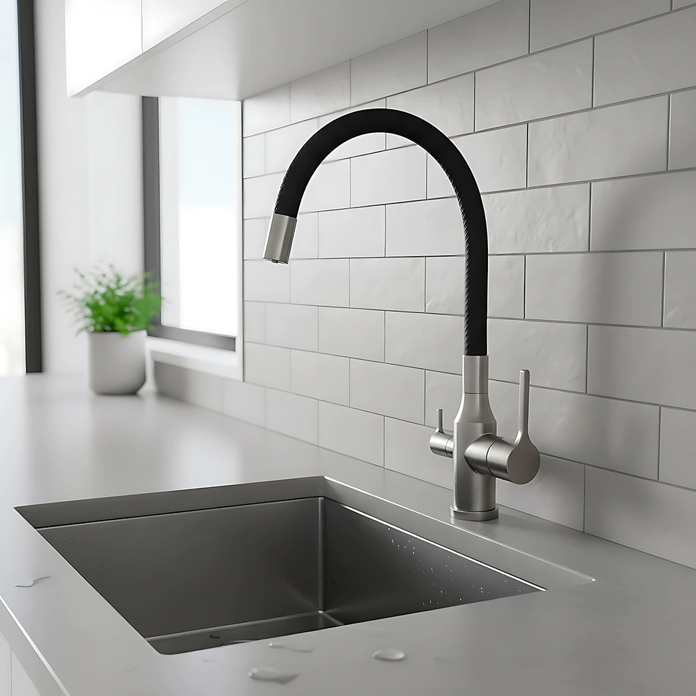 Смеситель для кухни TOKITO с гибким изливом и подключением фильтра графит