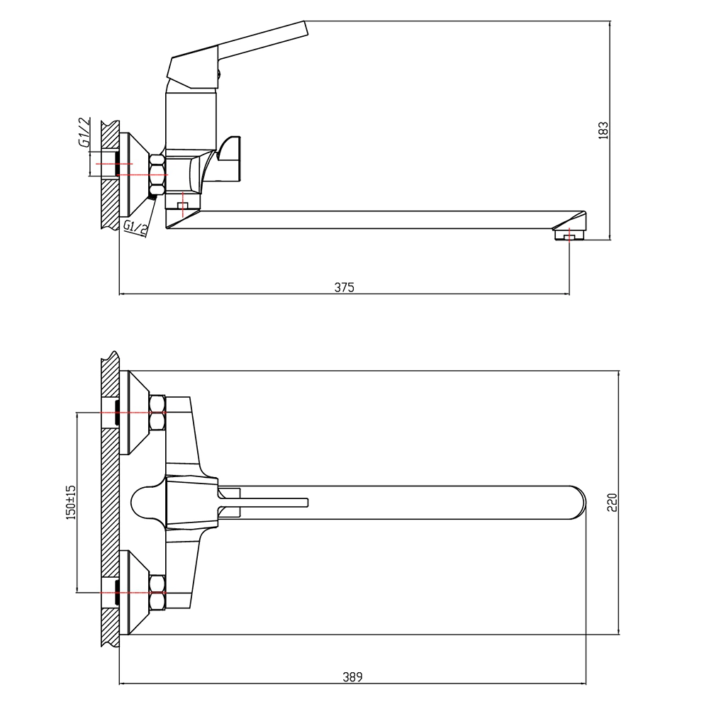Смеситель для ванны Voda Eco Straight