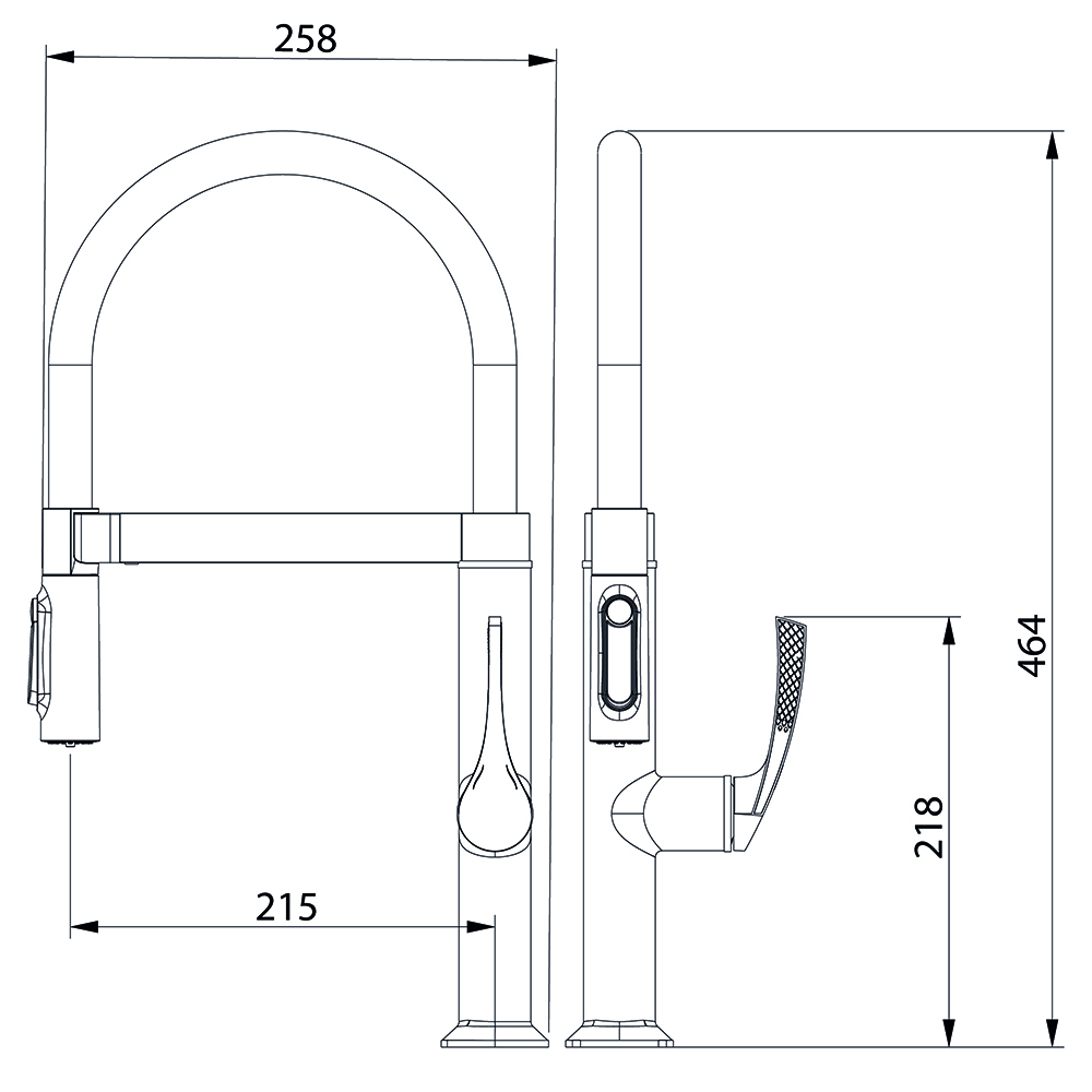 Смеситель для кухни TOKITO Katana с гибким изливом и подключением фильтра графит