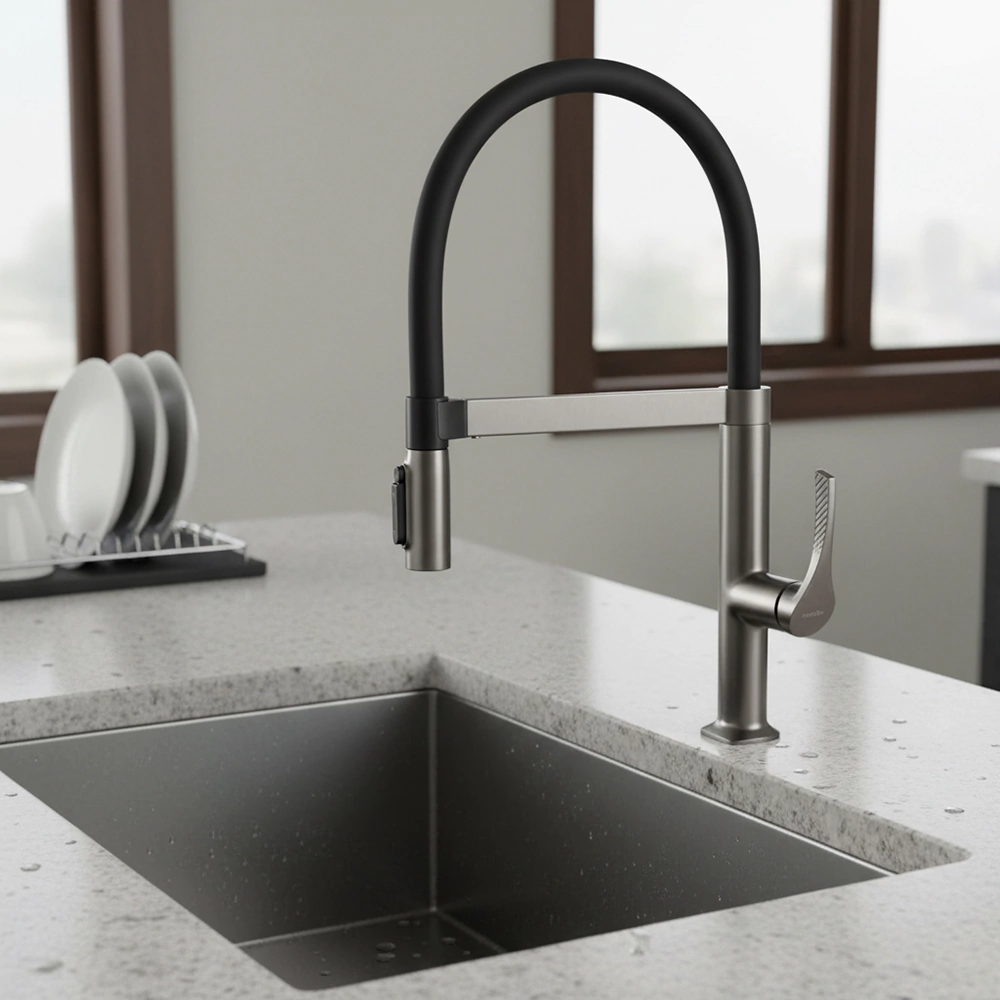 Смеситель для кухни TOKITO Katana с гибким изливом и подключением фильтра графит
