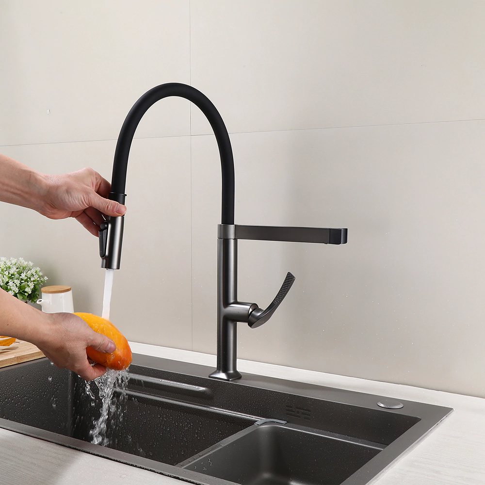 Смеситель для кухни TOKITO Katana с гибким изливом и подключением фильтра графит