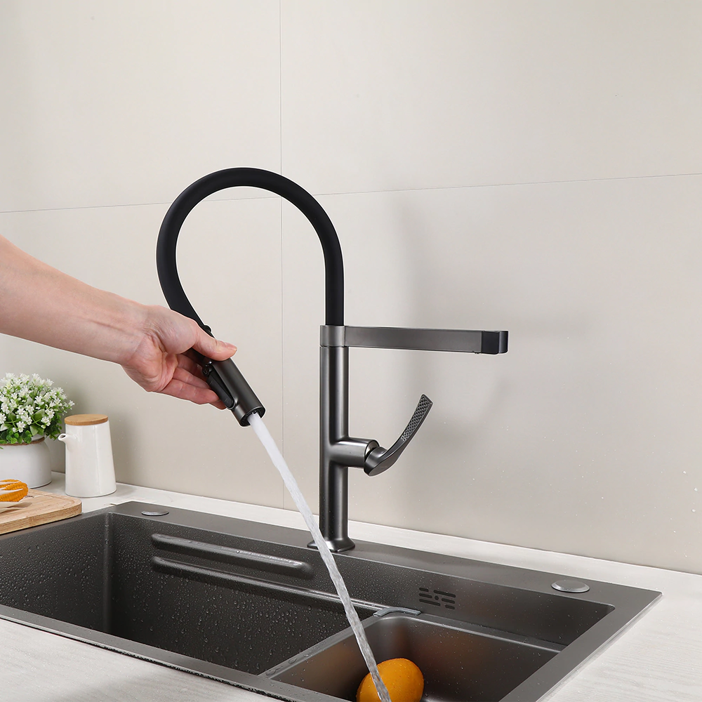 Смеситель для кухни TOKITO Katana с гибким изливом и подключением фильтра графит