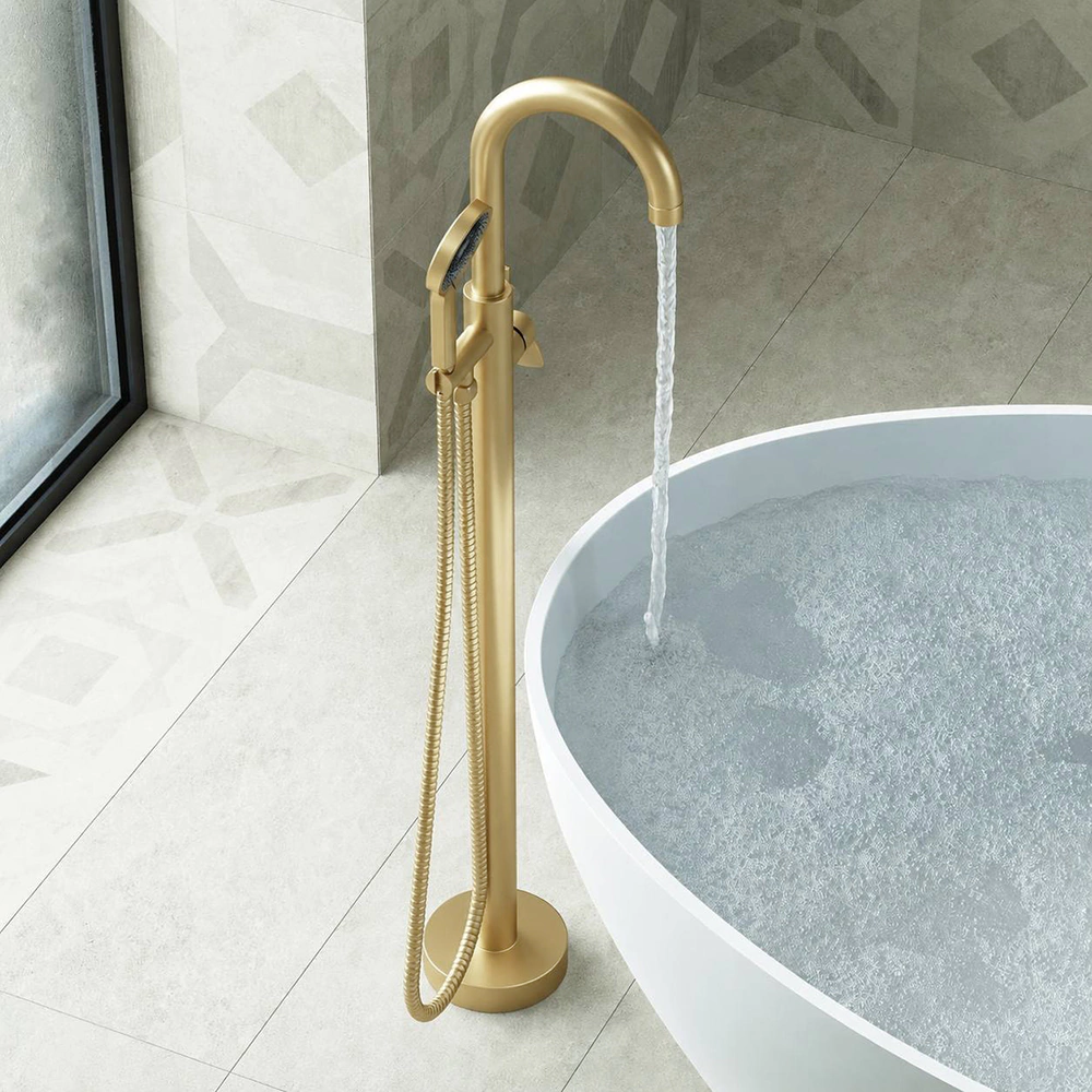 Смеситель для ванны FLUMEN DESIGN Rimini напольный золото