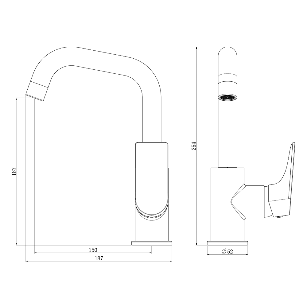 Смеситель для раковины FLUMEN DESIGN Orlean поворотный излив сатин