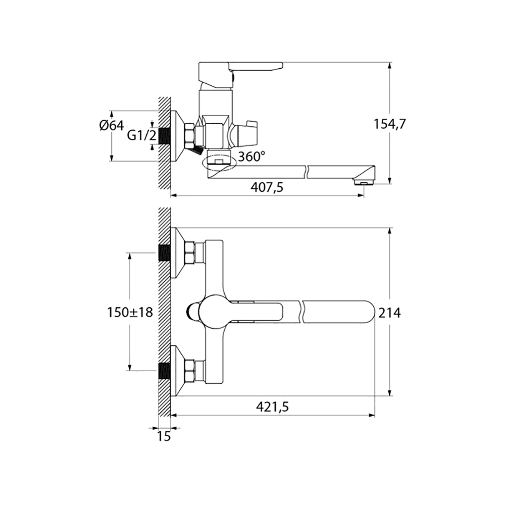 Смеситель для ванны IDDIS Sena с длинным изливом хром