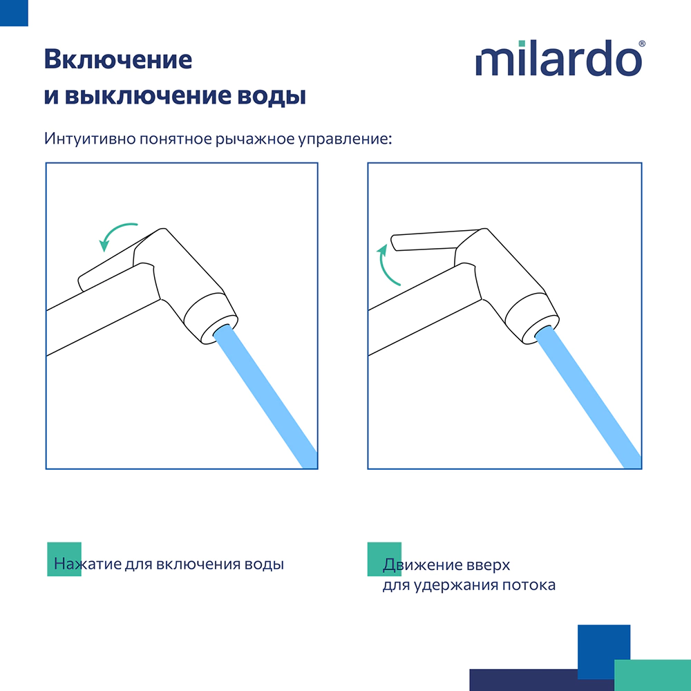 Лейка для гигиенического душа Milardo 2 режима хром