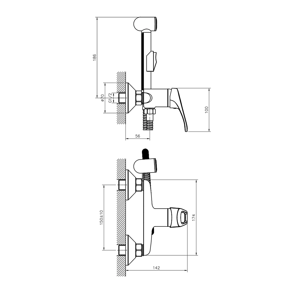 Смеситель для гигиенического душа ROSSINKA хром