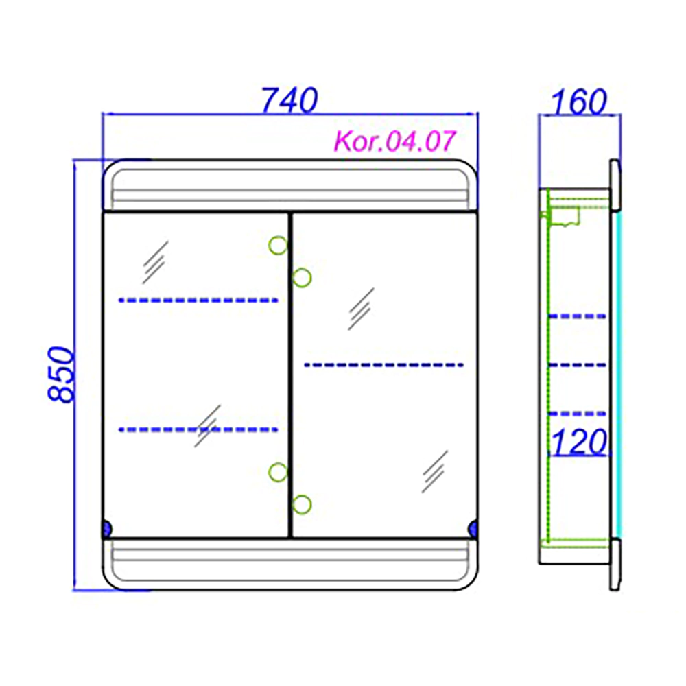 Зеркало-шкаф AQWELLA Корсика 74 см