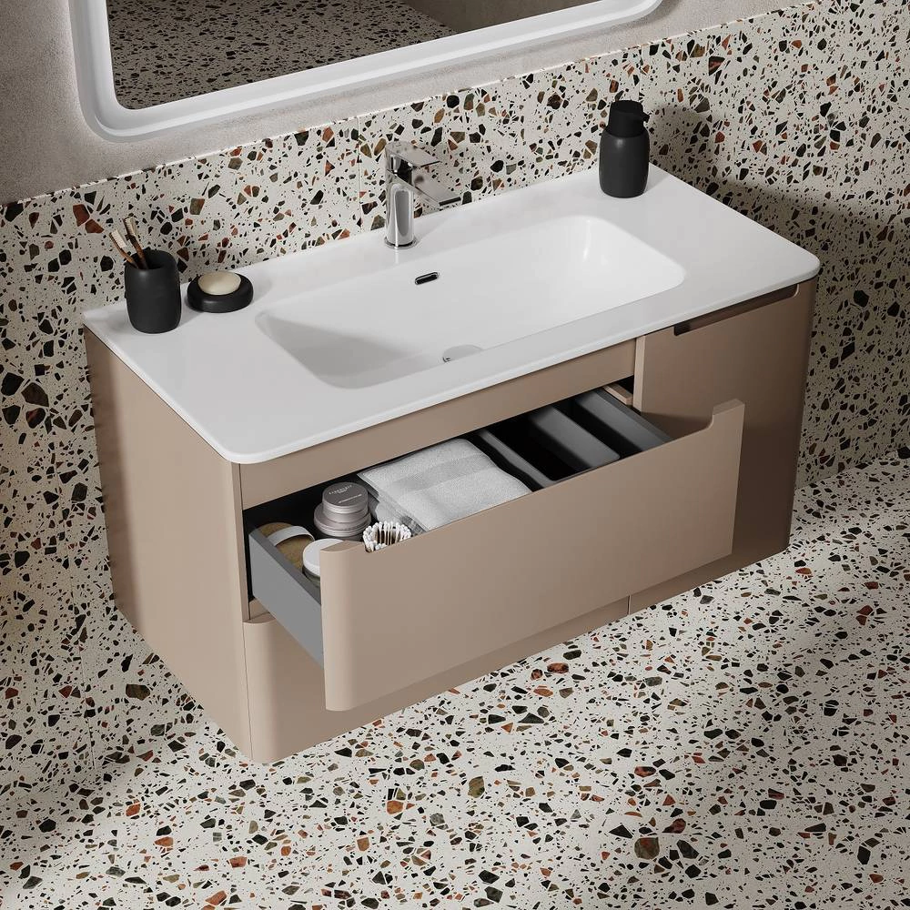 Тумба с раковиной IDDIS Edifice 100 см капучино