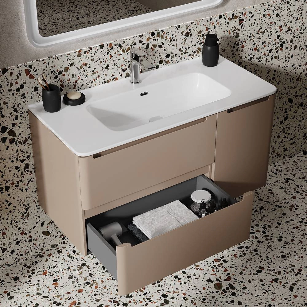 Тумба с раковиной IDDIS Edifice 100 см капучино