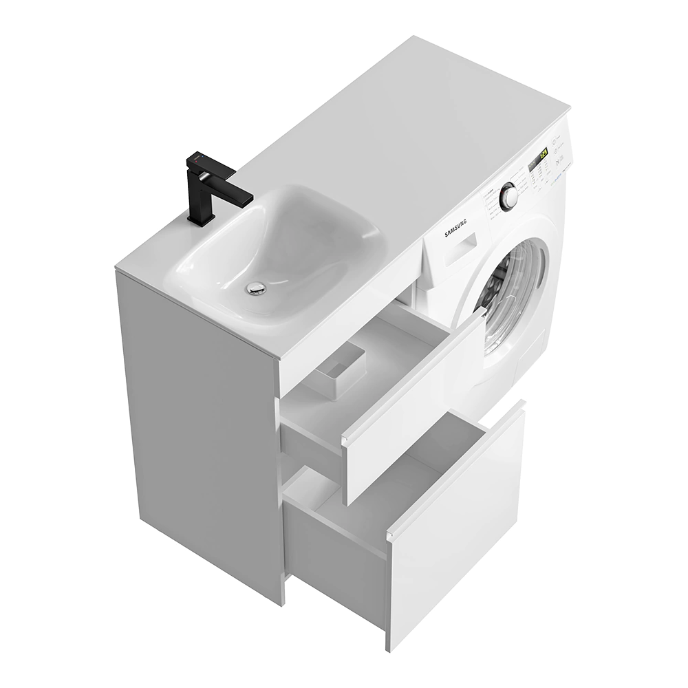 Тумба под стиральную машину AQWELLA Duet 55 см без раковины напольная белая