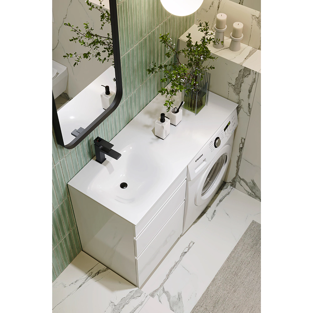 Тумба под стиральную машину AQWELLA Duet 55 см без раковины напольная белая