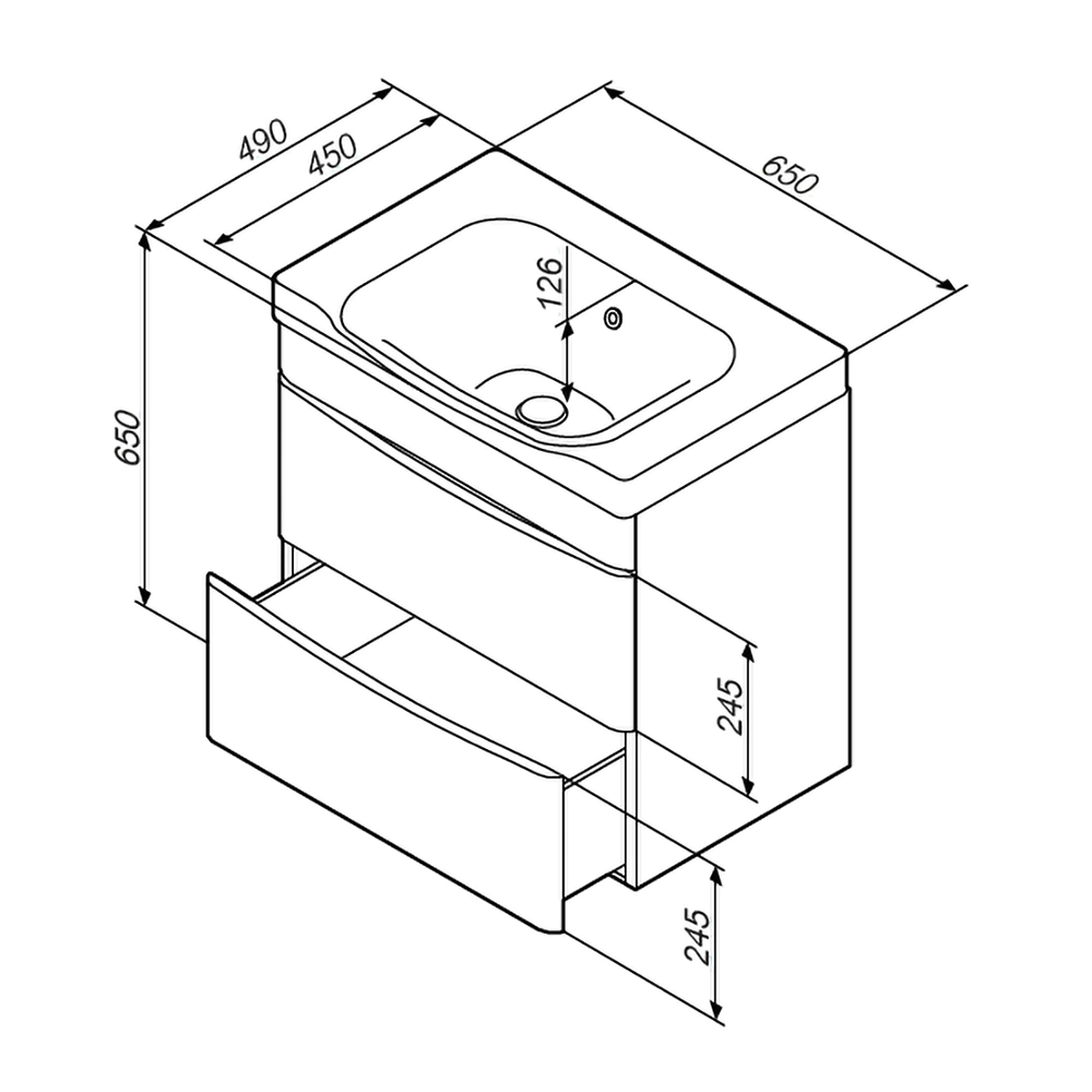 Тумба с раковиной AM.PM Like 65 см подвесная белая