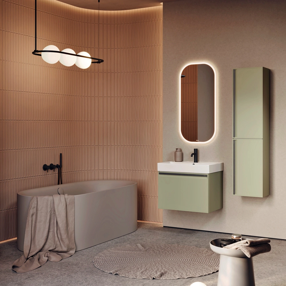 Тумба с раковиной AQWELLA Pure 65 см подвесная шалфей зеленый