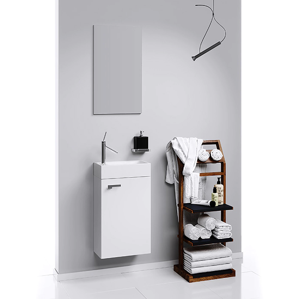 Комплект тумба с раковиной подвесная 48 см + зеркало Мастер-бокс Леон AQWELLA