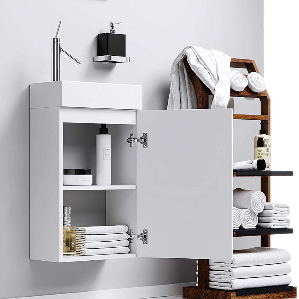 Комплект тумба с раковиной подвесная 48 см + зеркало Мастер-бокс Леон AQWELLA