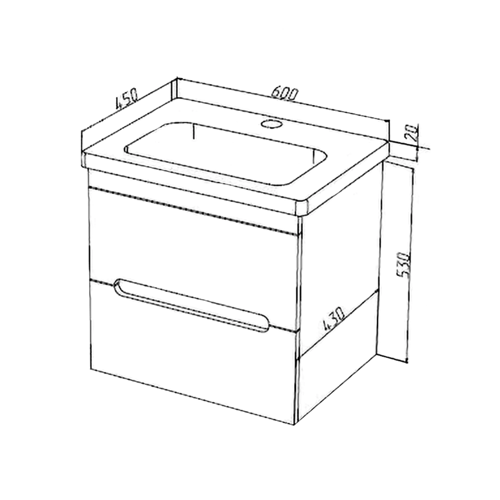 Тумба с раковиной М-КЛАССИК Сорренто 60 см подвесная белая
