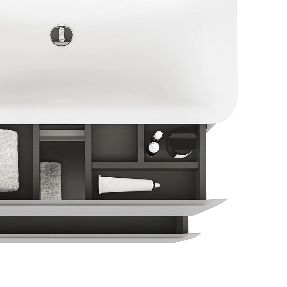 Тумба с раковиной RAVAL Welto 80 см подвесная светло-серая