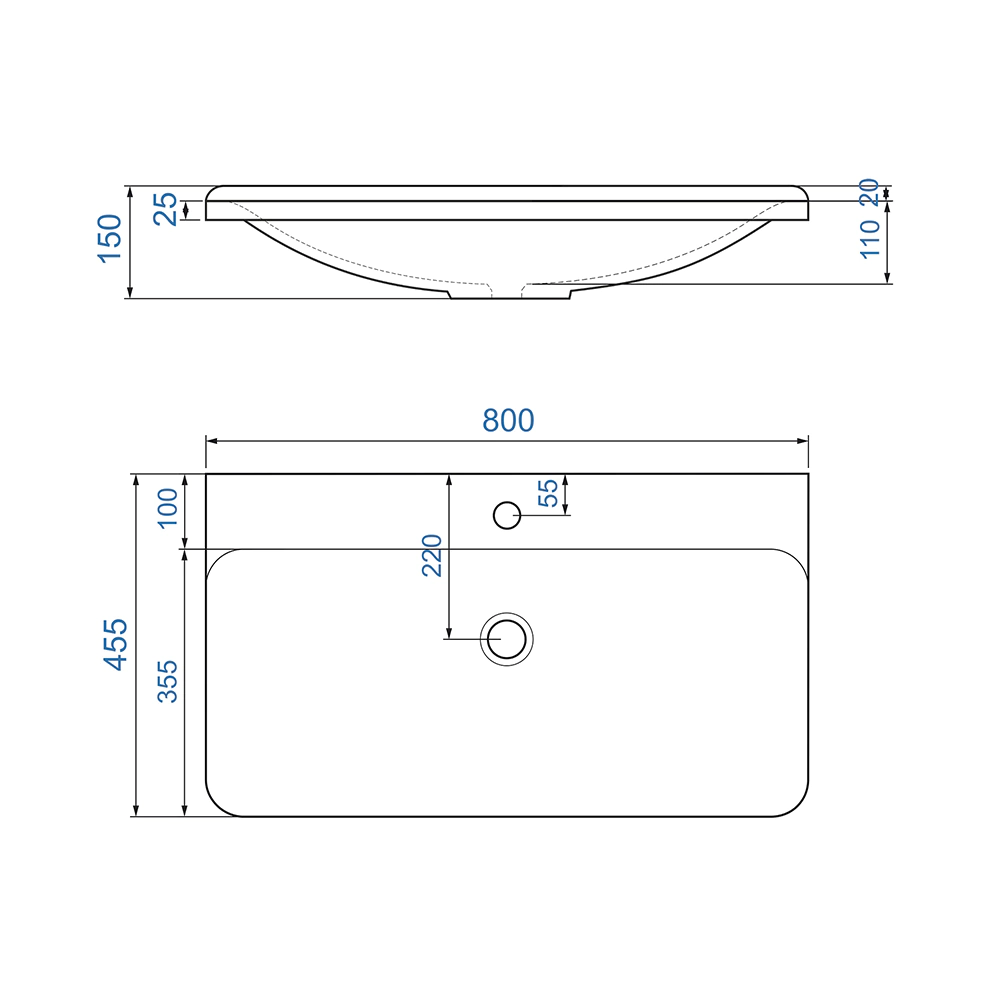 Тумба с раковиной RAVAL Welto 80 см подвесная светло-серая