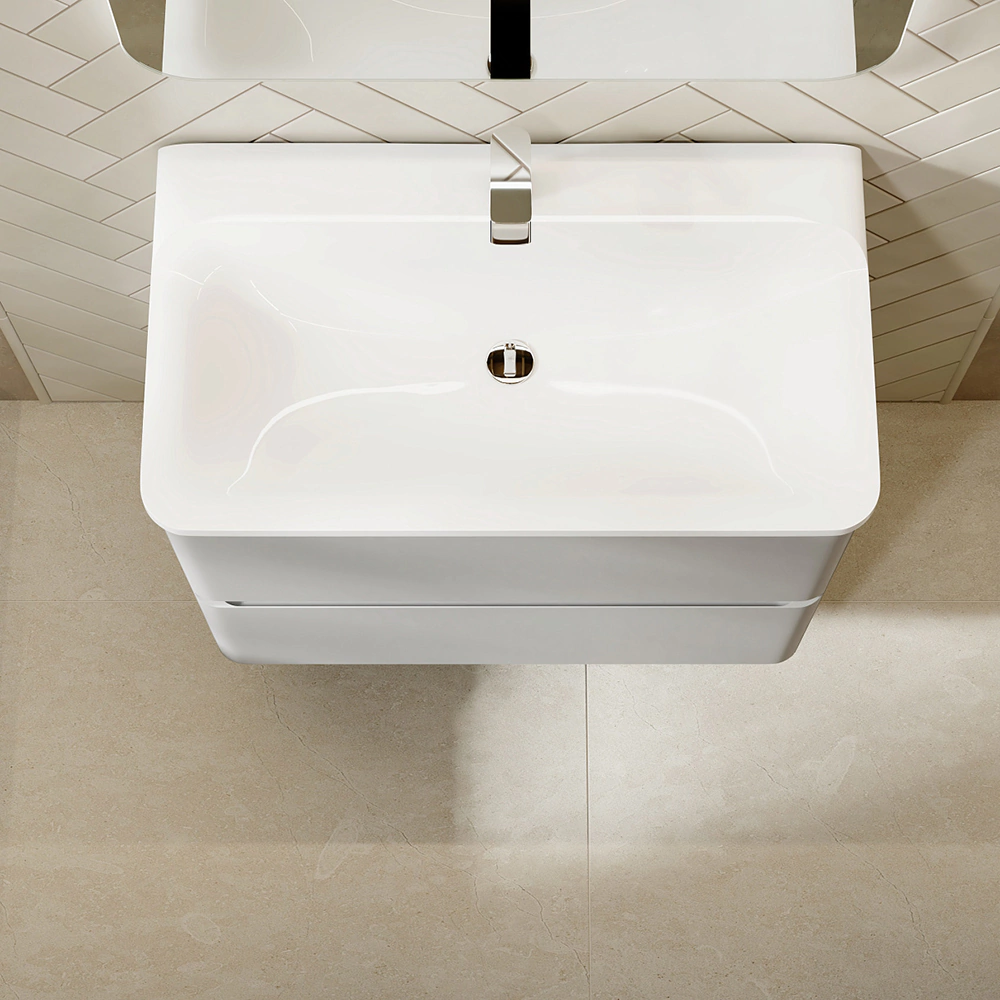 Тумба с раковиной RAVAL Welto 80 см подвесная светло-серая