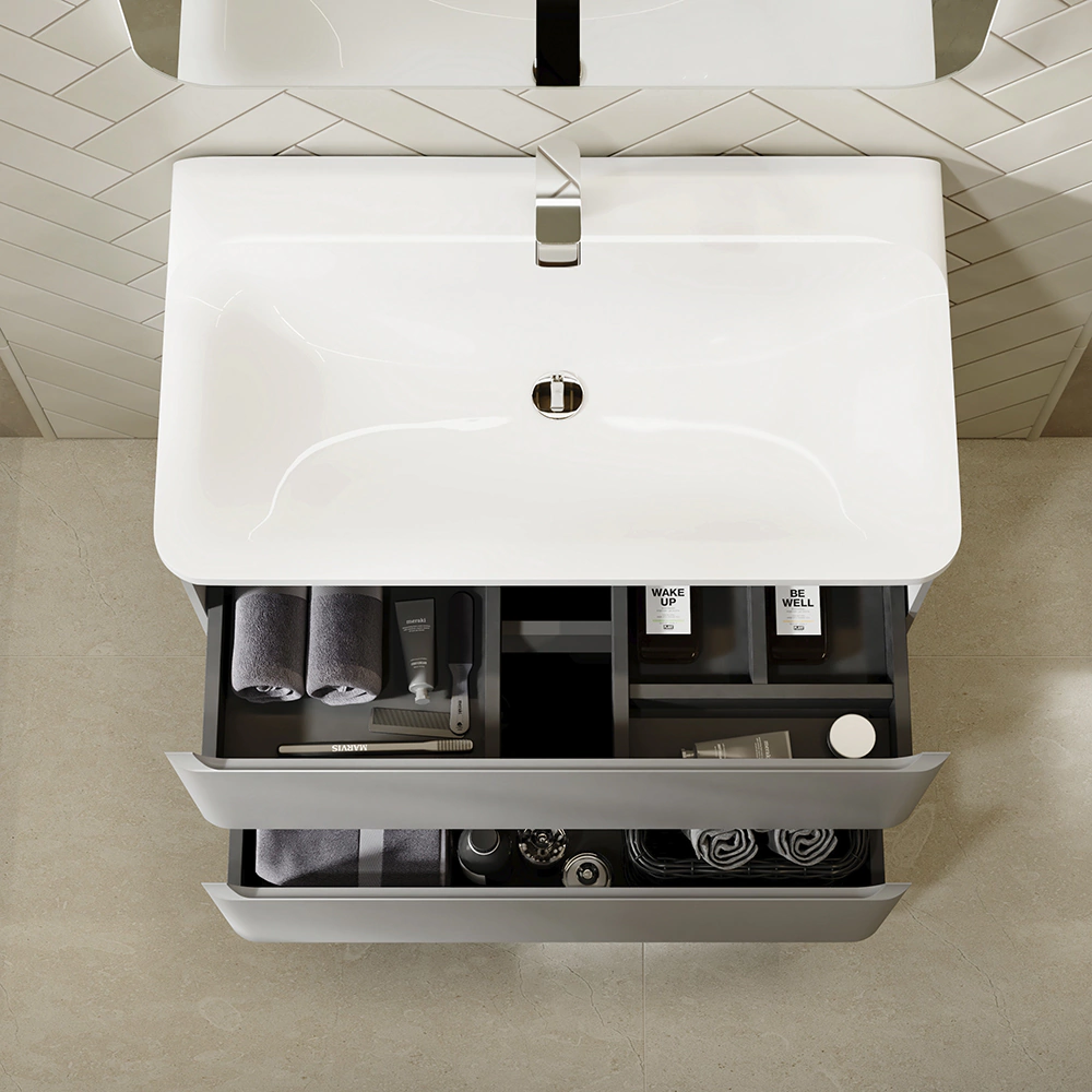 Тумба с раковиной RAVAL Welto 80 см подвесная светло-серая