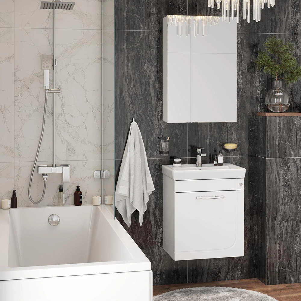 Тумба с раковиной Onika Ирис 50 см подвесная белая