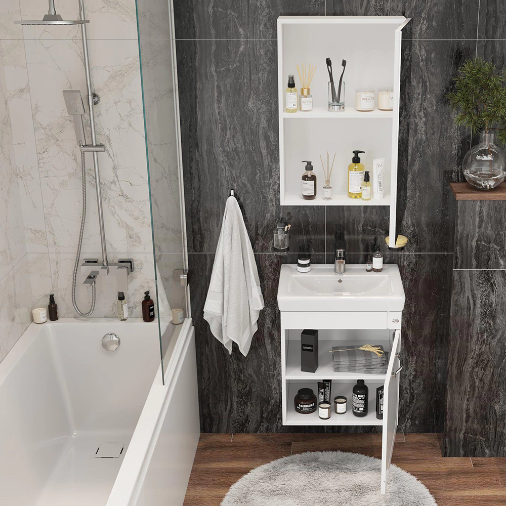 Тумба с раковиной Onika Ирис 50 см подвесная белая