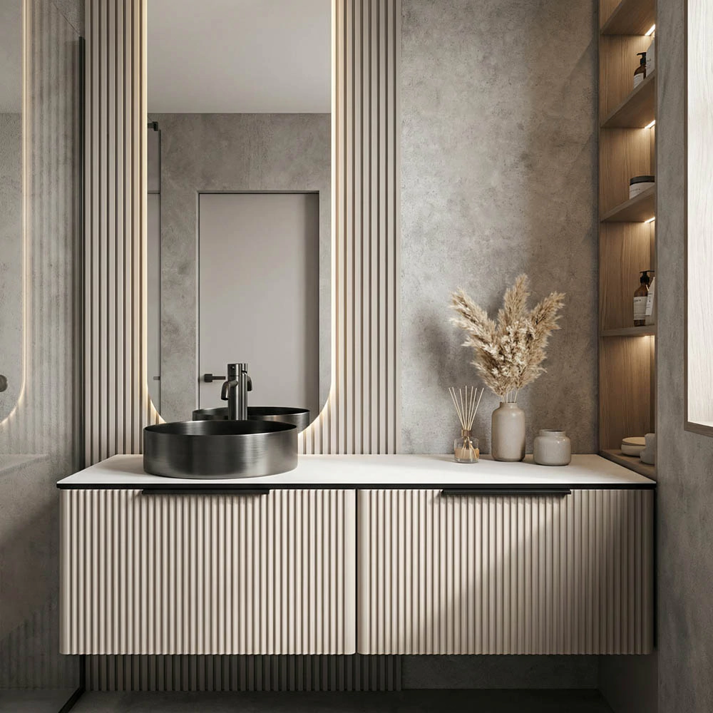 Тумба без раковины FLUMEN DESIGN Валенсия 70 см подвесная серо-бежевая