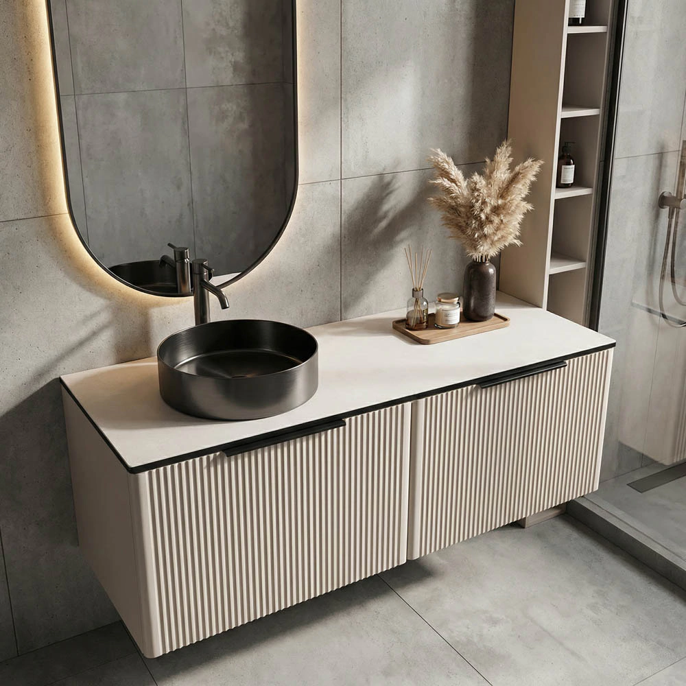 Тумба без раковины FLUMEN DESIGN Валенсия 70 см подвесная серо-бежевая