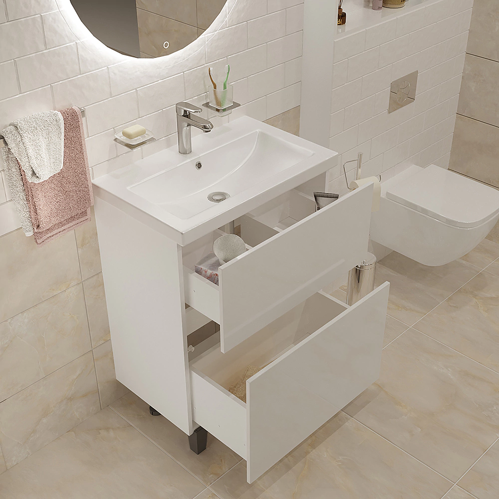 Тумба с раковиной 1Marka Twin 70 см белый