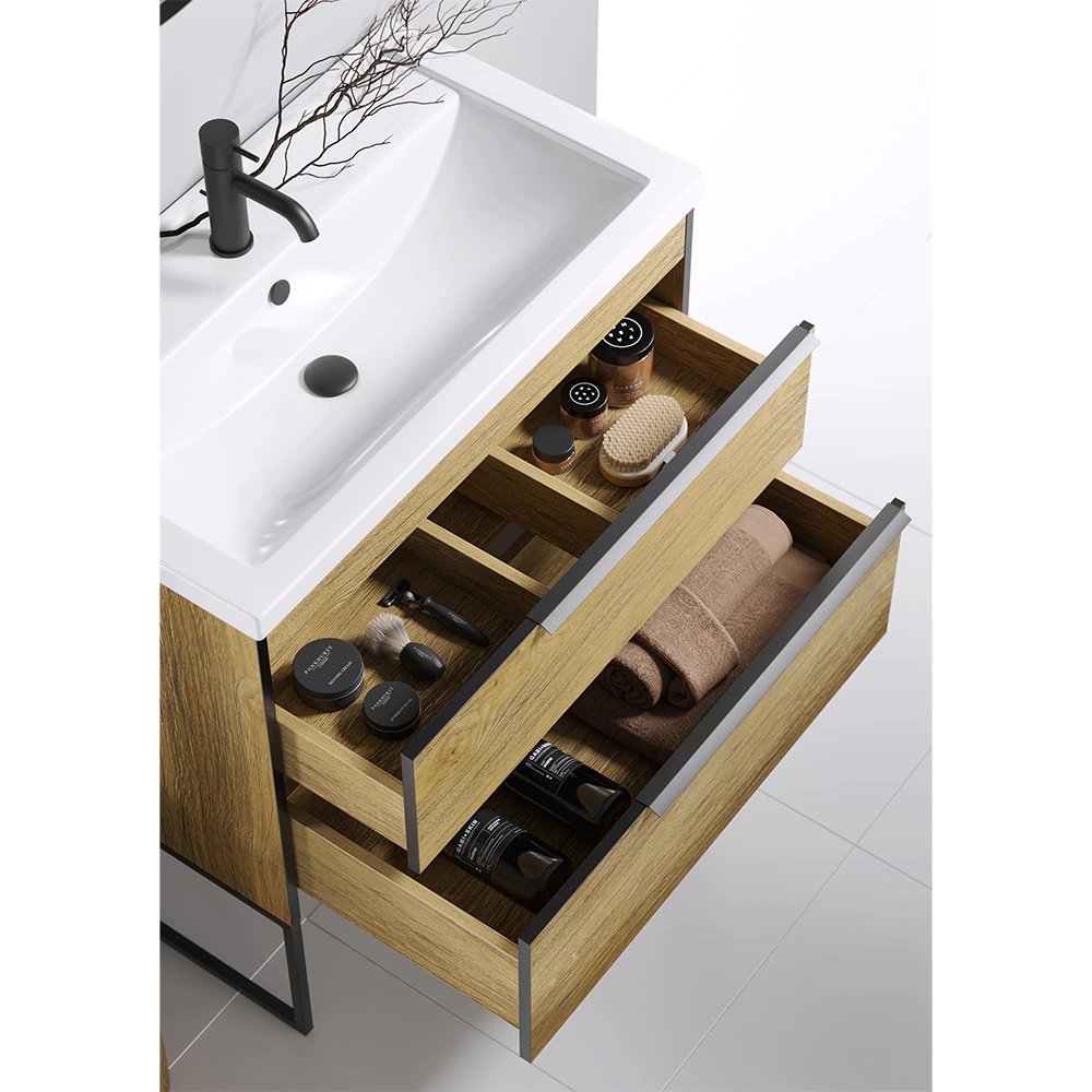 Тумба с раковиной AQWELLA Fargo 100 см подвесная дуб балтийский