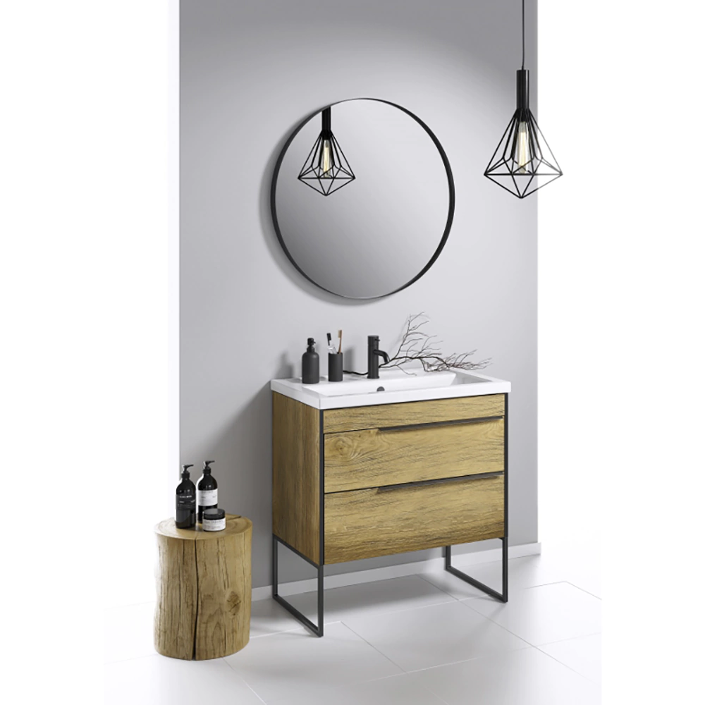 Тумба с раковиной AQWELLA Фарго 80 см подвесная дуб балтийский