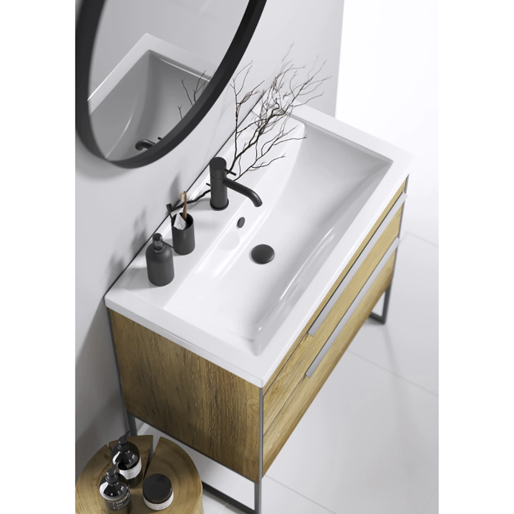 Тумба с раковиной AQWELLA Фарго 80 см подвесная дуб балтийский