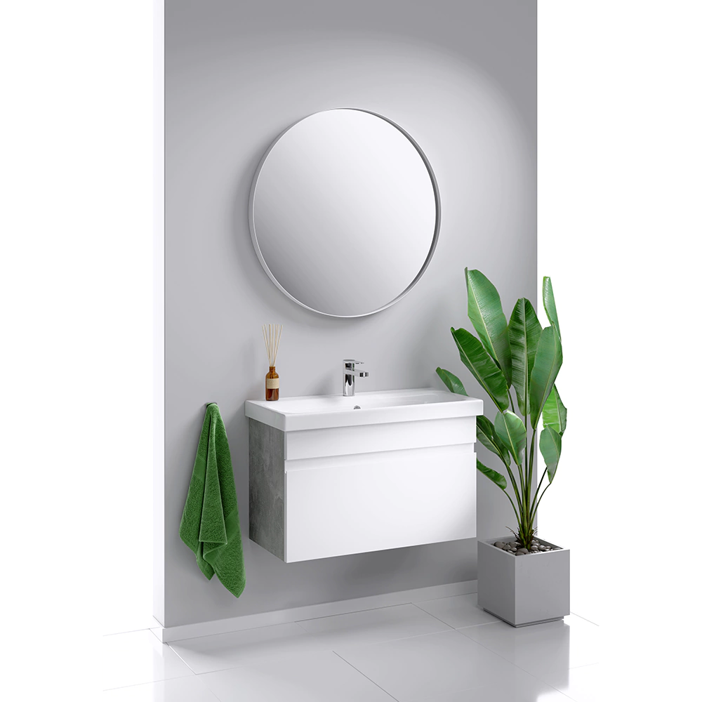 Тумба без раковины AQWELLA Smart 80 см бетон подвесная