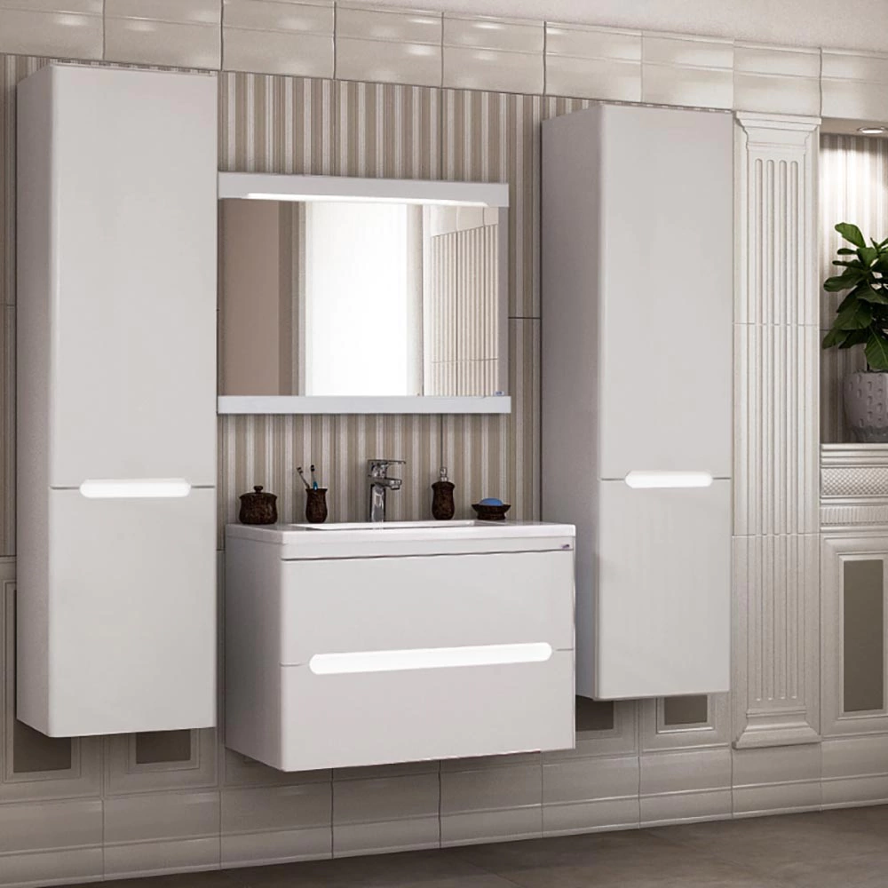 Тумба без раковины подвесная 80 см 2 ящика подсветка Сорренто М-Классик