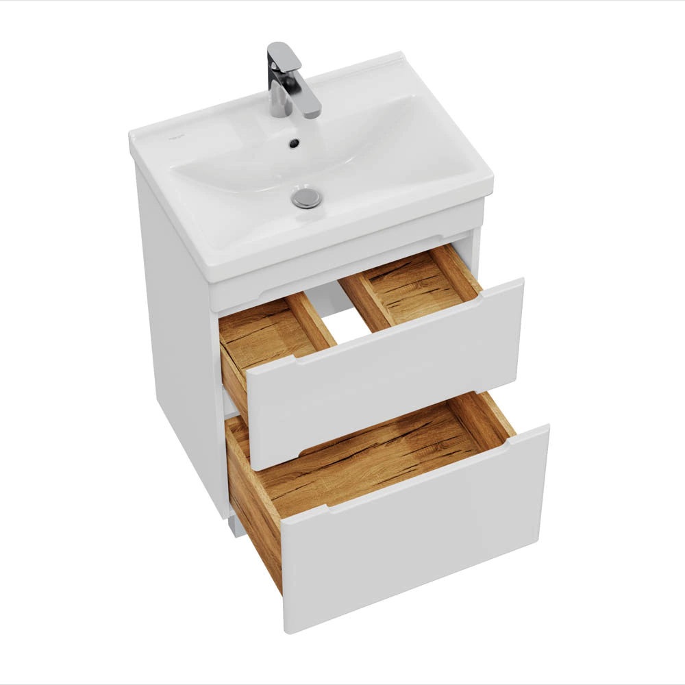 Тумба с раковиной SanStar Адель 60 см напольная белая