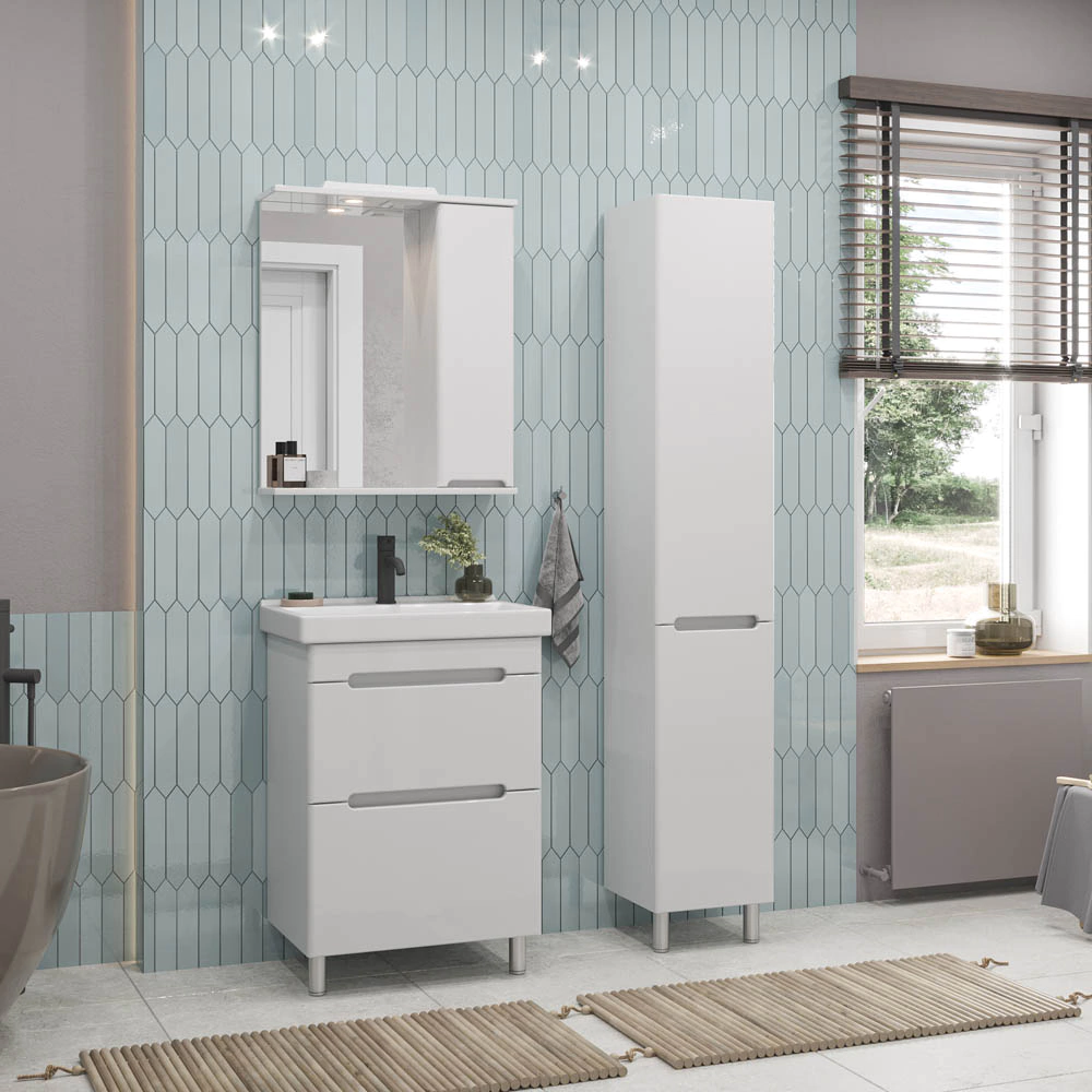 Тумба с раковиной SanStar Адель 60 см напольная белая