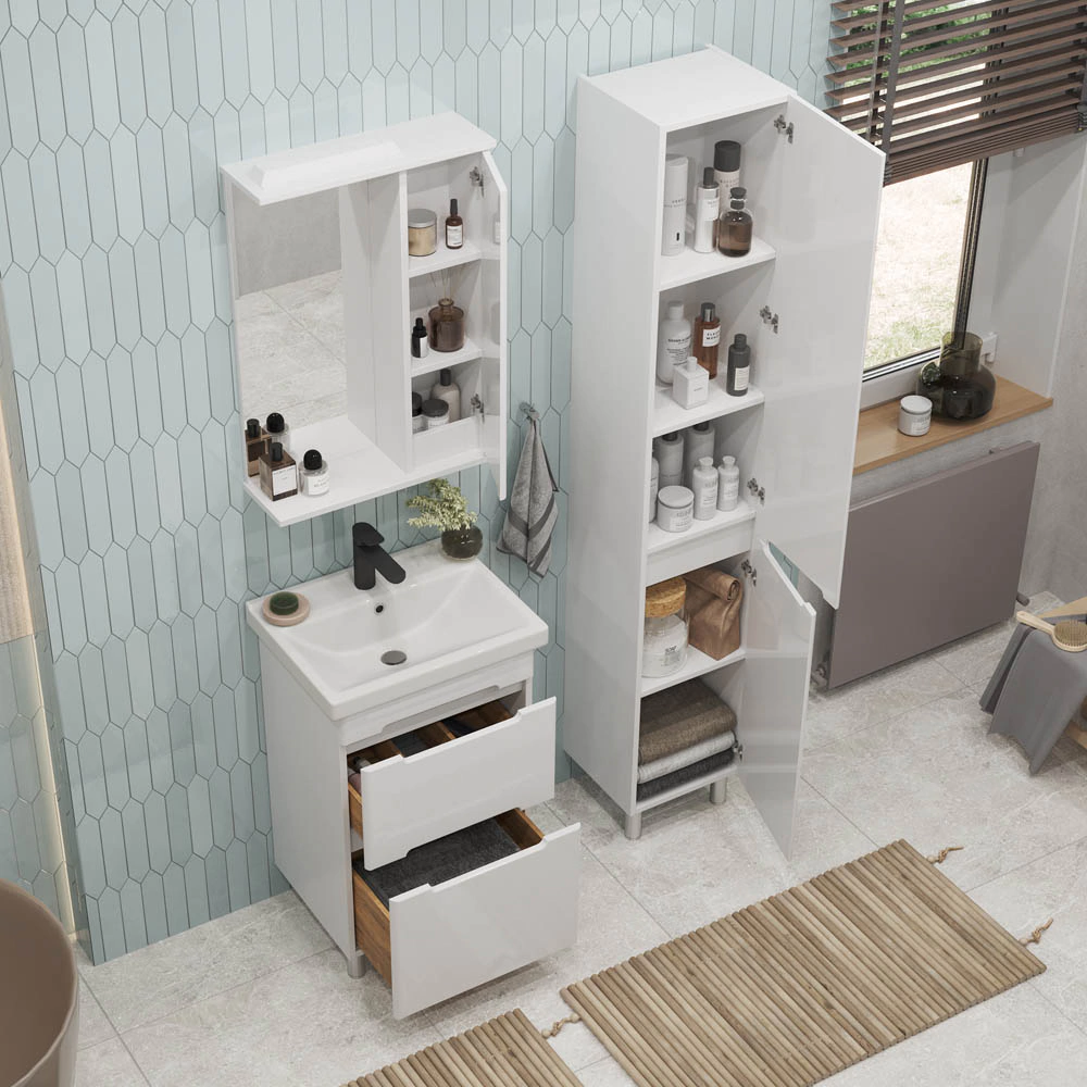 Тумба с раковиной SanStar Адель 60 см напольная белая