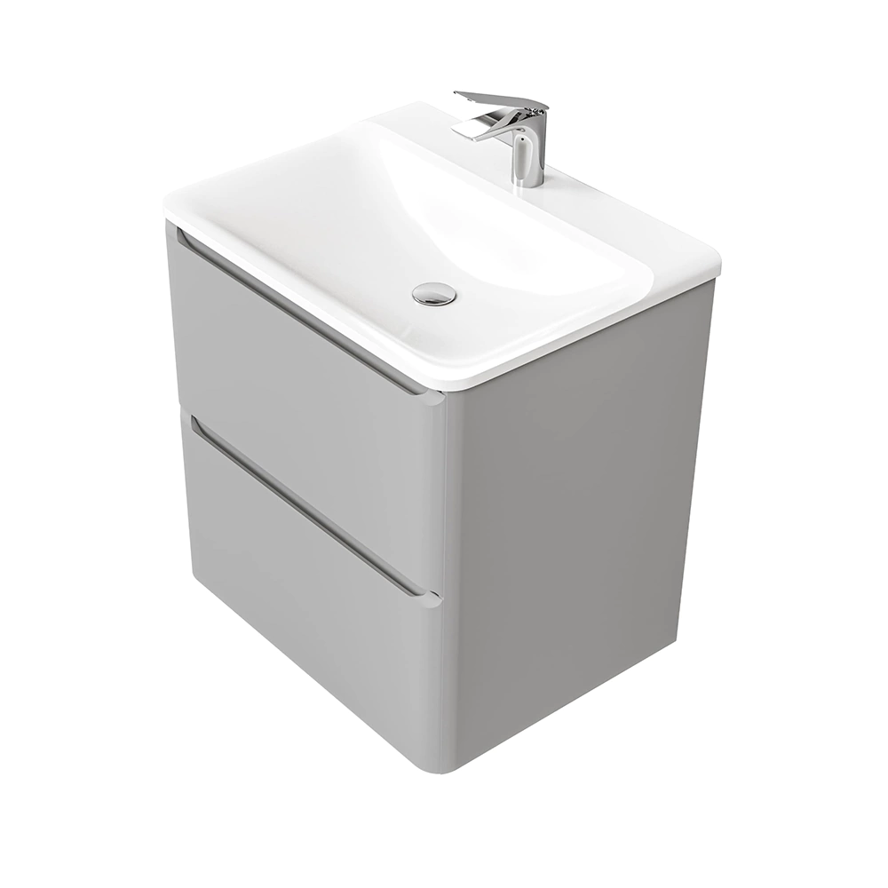 Тумба с раковиной RAVAL Welto 60 см 2 ящика подвесная светло-серая