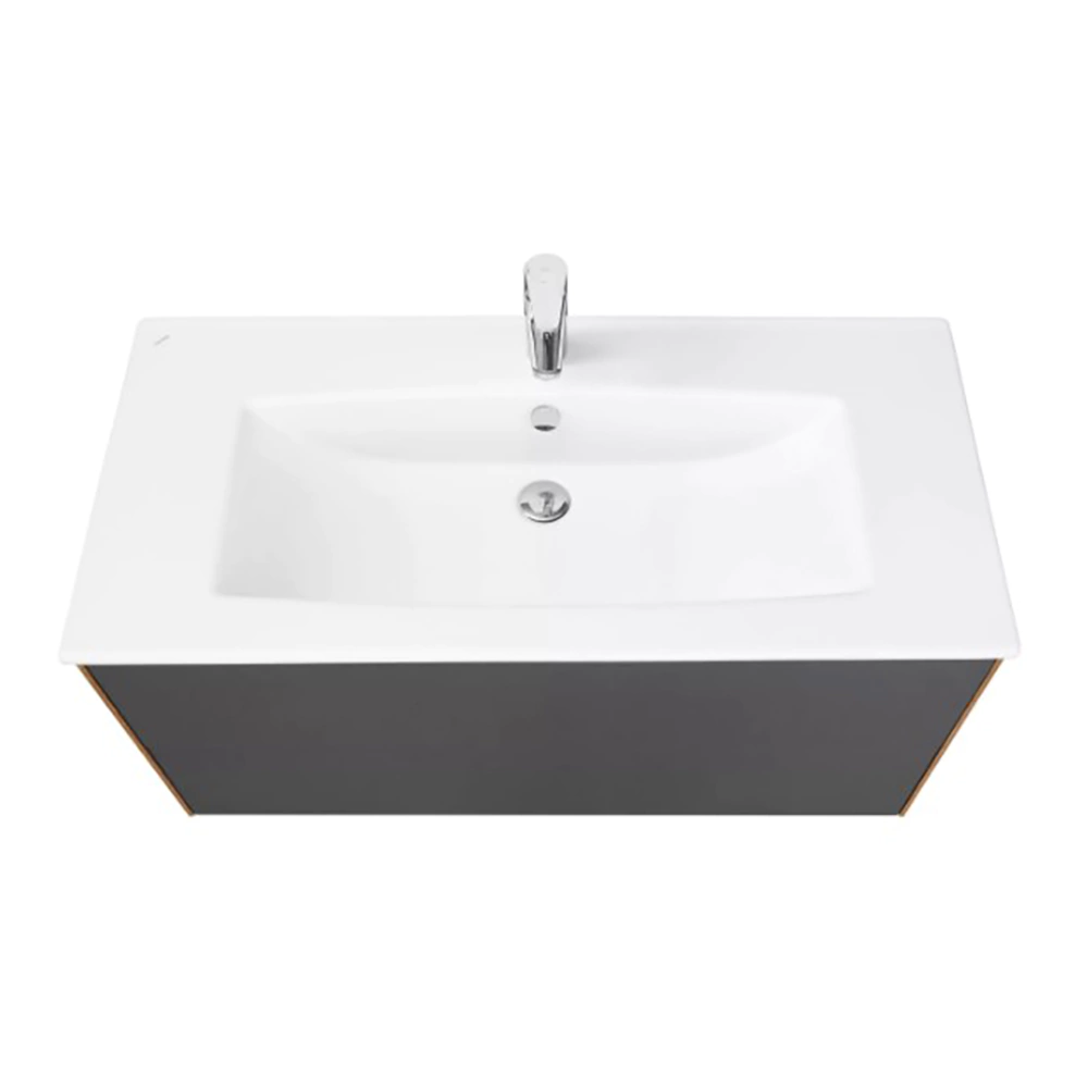 Тумба с раковиной AQUATON Сохо 100 см подвесная дуб, графит