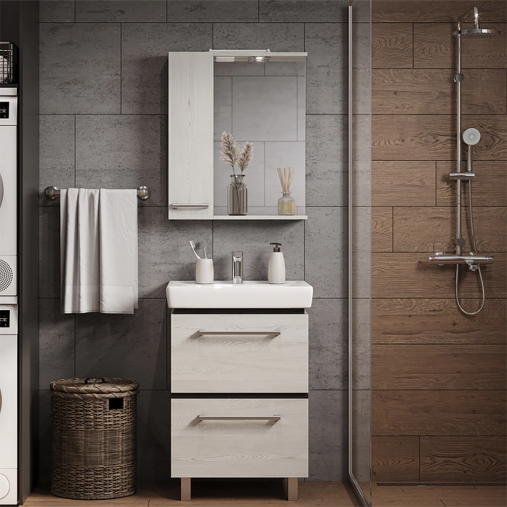 Тумба с раковиной AQUATON Ронда 60 см напольная дуб