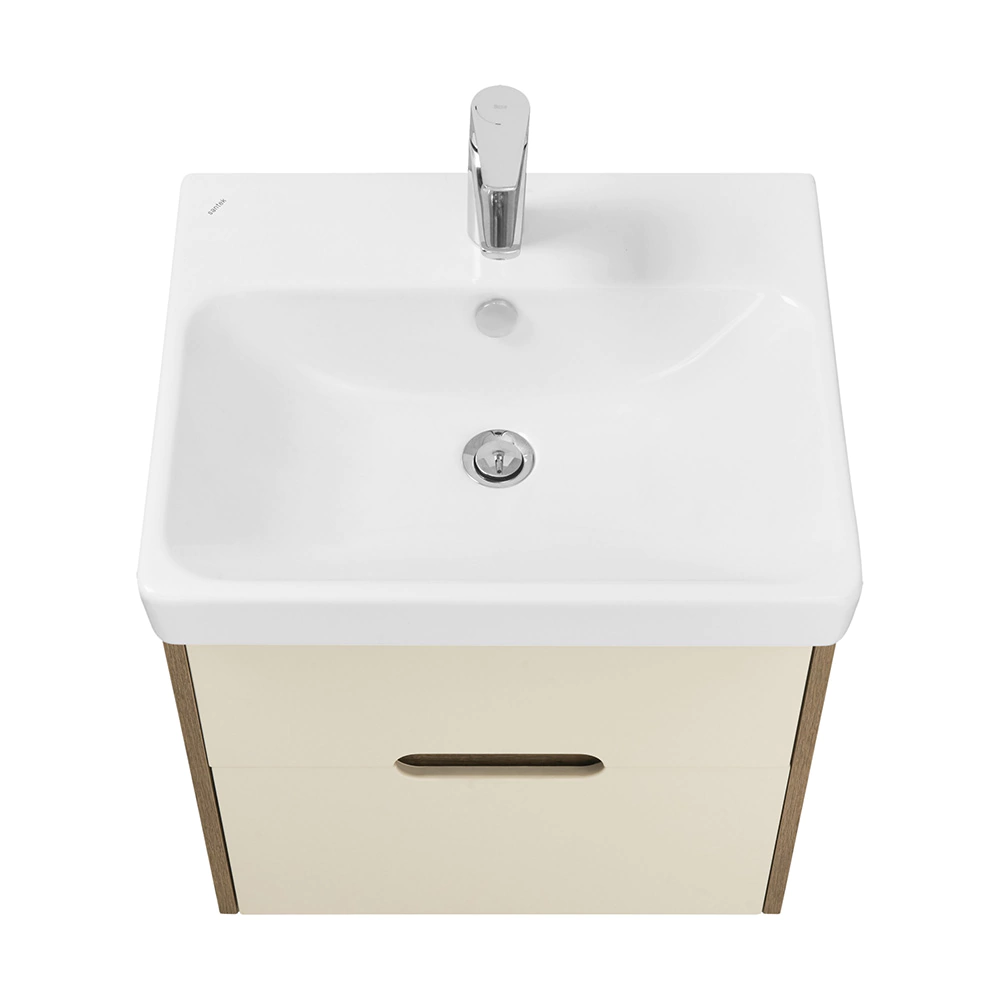 Тумба с раковиной AQUATON Оливия 55 см подвесная бежевая, дуб