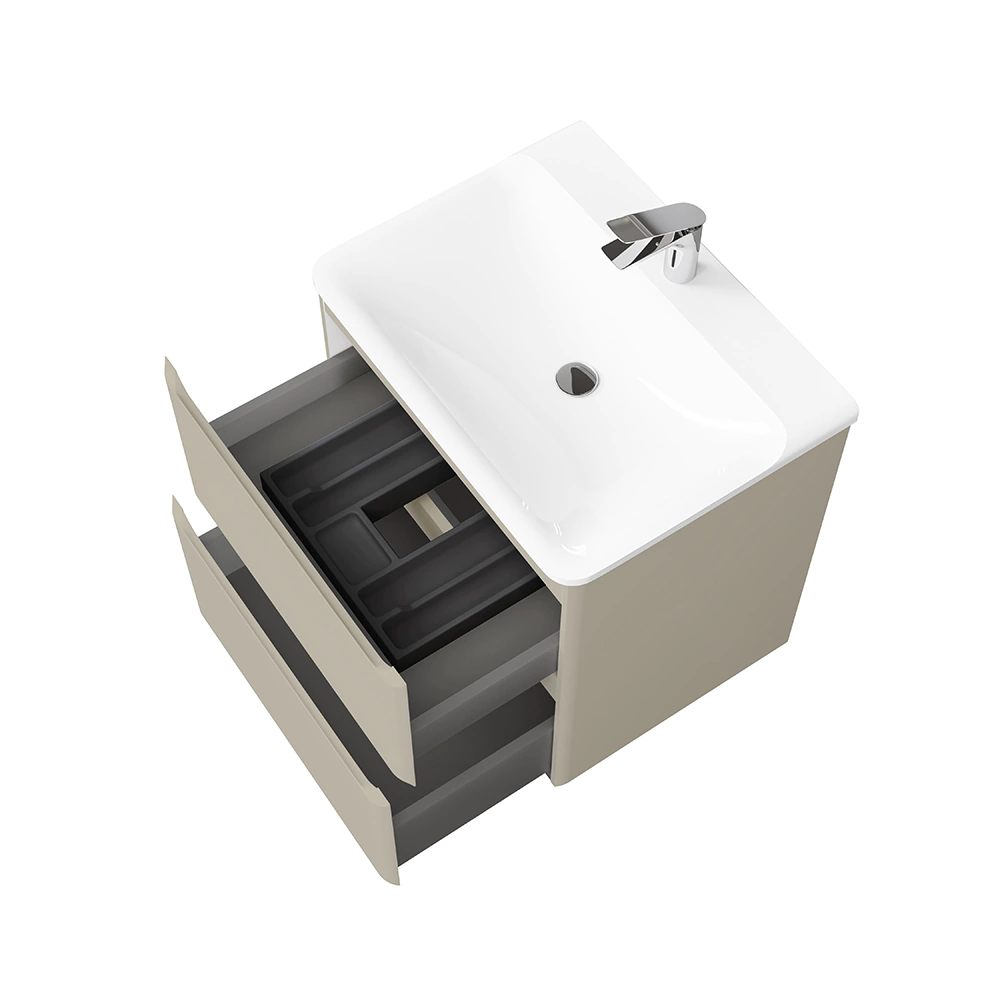 Тумба с раковиной RAVAL Welto 60 см 2 ящика подвесная светло-коричневая