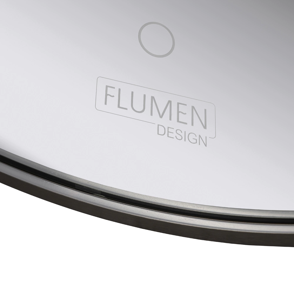 Зеркало FLUMEN DESIGN Lucy d80 см с подсветкой и графитовой рамкой