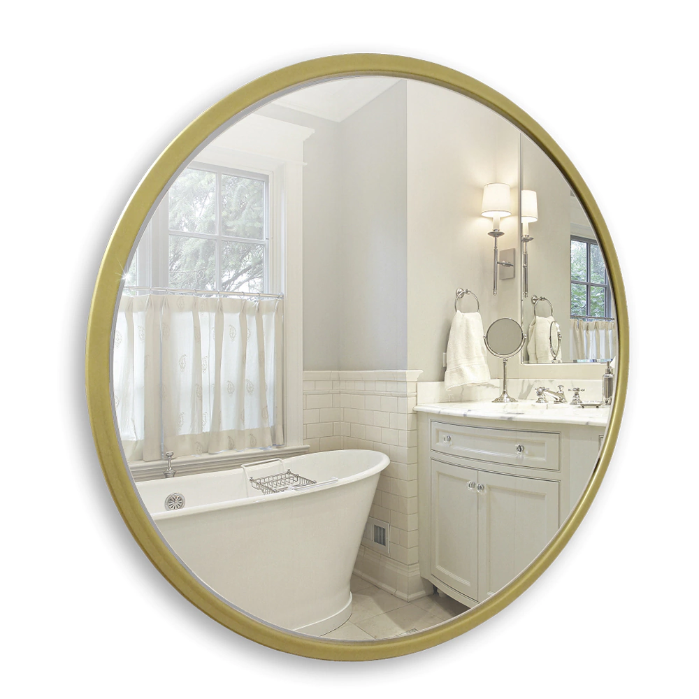 Зеркало Манхэттен d77 см в металлической раме золото круглое