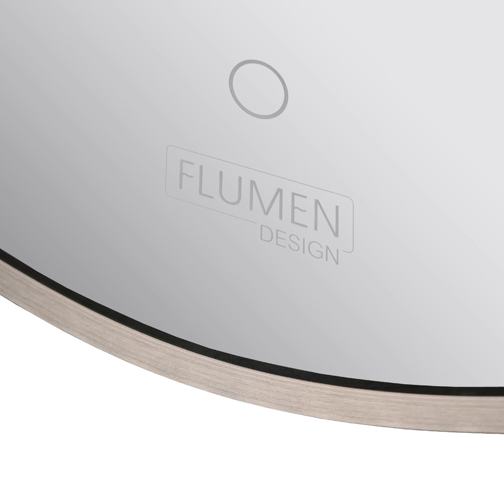 Зеркало FLUMEN DESIGN Lucy d80 см с парящей подсветкой и графитовой рамкой