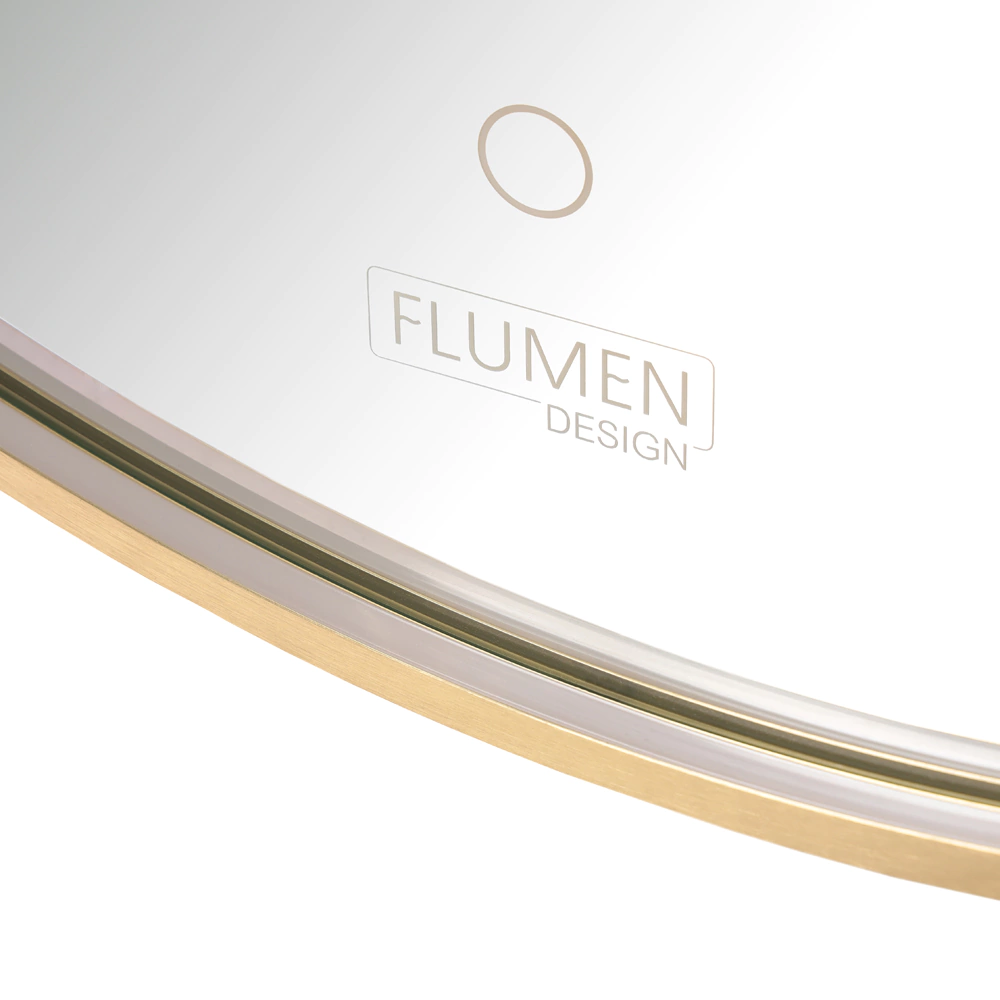 Зеркало FLUMEN DESIGN Racee 45х90 см с подсветкой и золотой рамкой