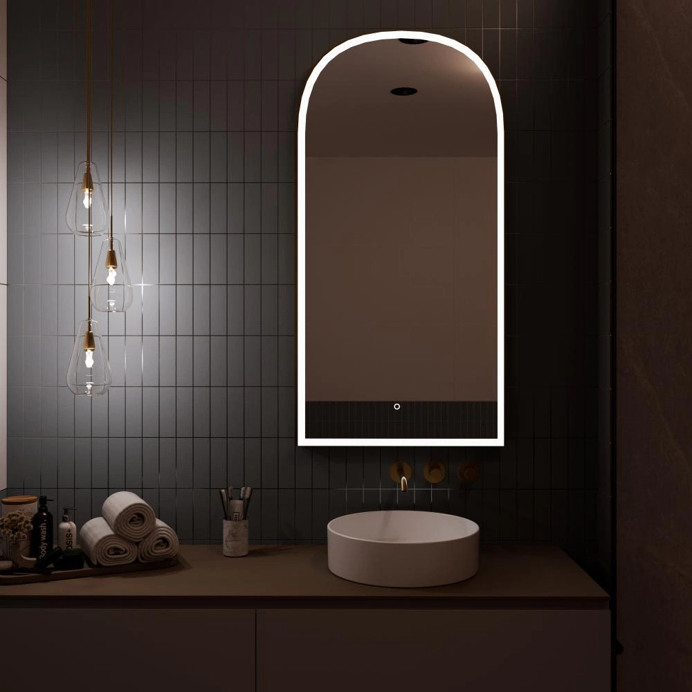 Зеркало FLUMEN DESIGN Hexagon 50x100 см с подсветкой и золотой рамкой
